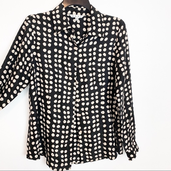 CAbi Tops - CABI 100% SILK POLKA DOT BUTTON DOWN SHIRT SZ M